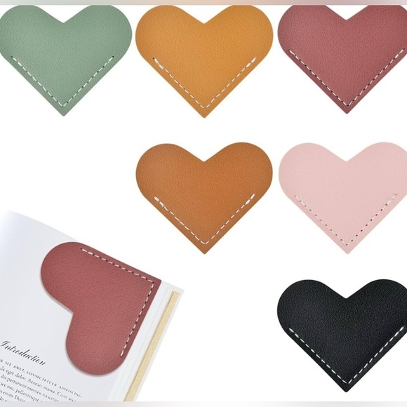 Heart-Shaped Leather Bookmark Set of 6 - Picture 1 of 2